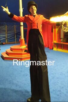 Gregory May Stilt Walker Ringmaster at Big Apple Circus